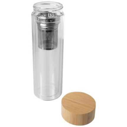 Borraccia con infusore in vetro borosilicato con coperchio in bambù da 400 ml Bailey