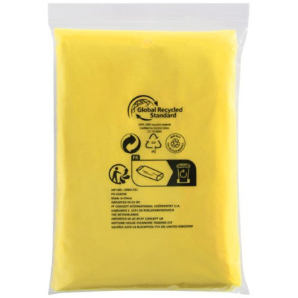 Poncho impermeabile monouso in materiale riciclato certificato GRS con custodia Mayan