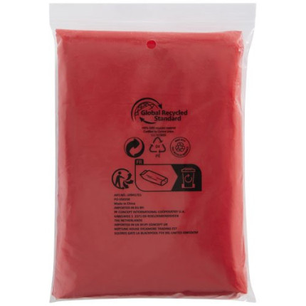 Poncho impermeabile monouso in materiale riciclato certificato GRS con custodia Mayan