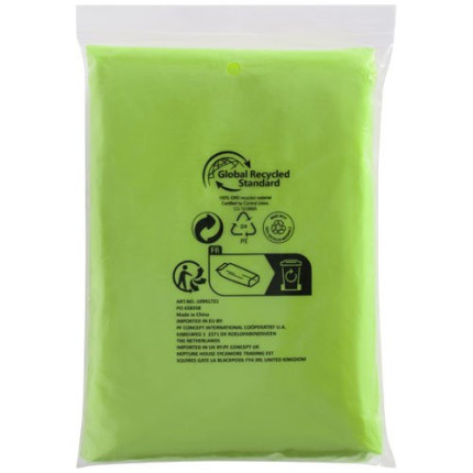 Poncho impermeabile monouso in materiale riciclato certificato GRS con custodia Mayan