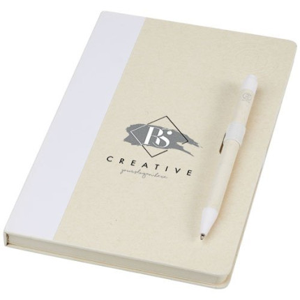 Set blocco note formato A5 e penna a sfera Dairy Dream realizzati con cartoni del latte riciclati