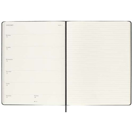 Agenda settimanale 12 mesi XL con copertina rigida Moleskine