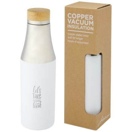 Borraccia termica in acciaio inossidabile con isolamento sottovuoto in rame e coperchio in bambù da 540 ml Hulan
