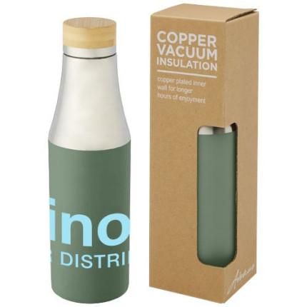 Borraccia termica in acciaio inossidabile con isolamento sottovuoto in rame e coperchio in bambù da 540 ml Hulan