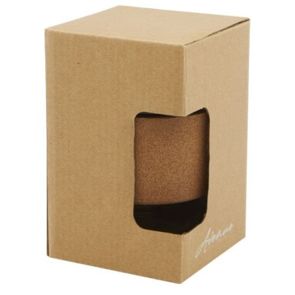 Bicchiere da 360 ml in vetro borosilicato con impugnatura in sughero e coperchio in silicone Lidan