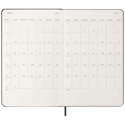 Agenda settimanale orizzontale 12 mesi formato L con copertina rigida Moleskine