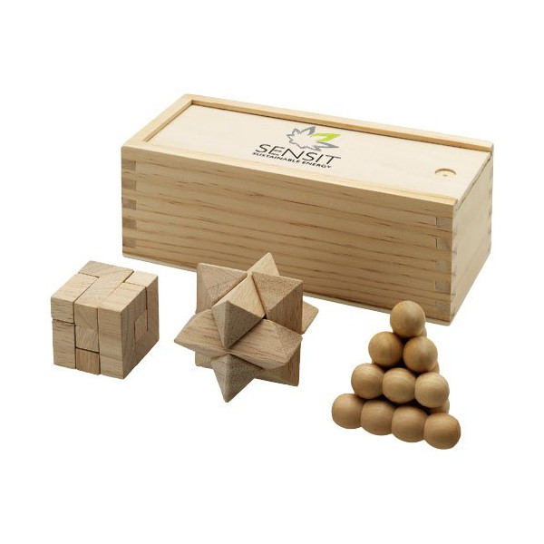 Set da 3 pezzi rompicapo in legno Brainiac