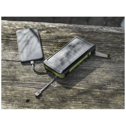 Power bank a dinamo solare in plastica riciclata RCS da 10.000 mAh Soldy