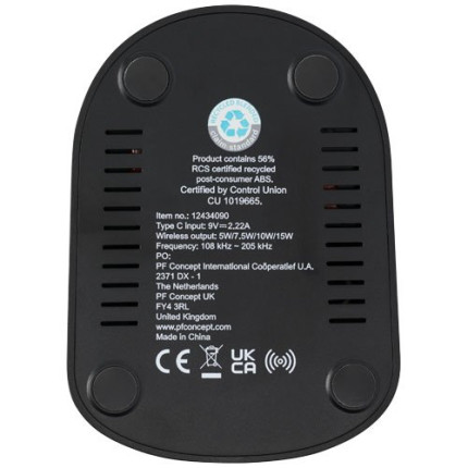 Stazione di ricarica in plastica riciclata RCS a doppia bobina da 15 W Loop