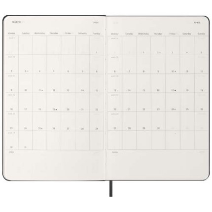 Agenda settimanale 12 mesi formato L con copertina rigida Moleskine
