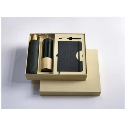 Set regalo con blocco note formato A5 con copertina rigida e penna a sfera Carmen-inchiostro nero