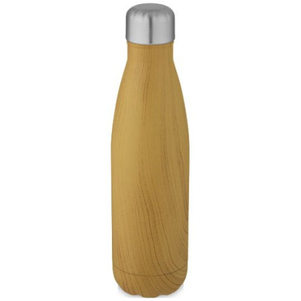 Bottiglia Cove da 500 ml con isolamento sottovuoto in acciaio inossidabile e motivo ornamentale in legno