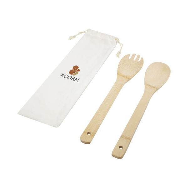 Cucchiaio e forchetta Endiv in bambù per insalata