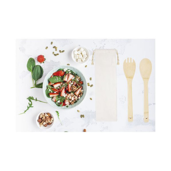 Cucchiaio e forchetta Endiv in bambù per insalata