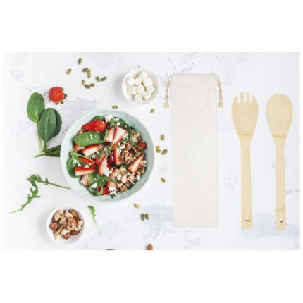 Cucchiaio e forchetta Endiv in bambù per insalata