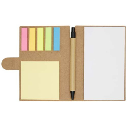 Blocchetto con foglietti adesivi e penna a sfera Swift - inchiostro nero