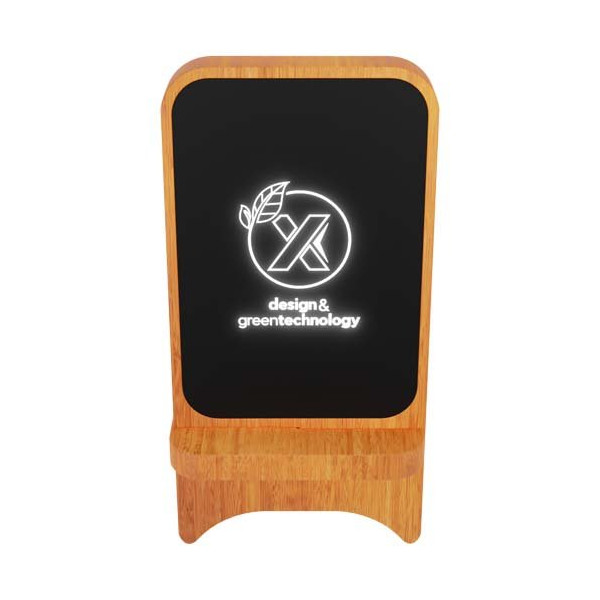 Supporto in legno wireless, luminoso, da 10 W...