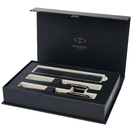 Parker set penna a sfera e penna roller acromatiche in confezione regalo IM-inchiostro nero/blu