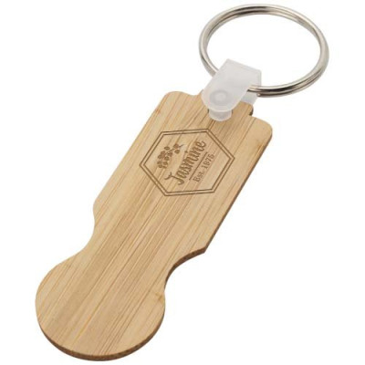 Portachiavi in bambù con gettone per carrello della spesa... 2