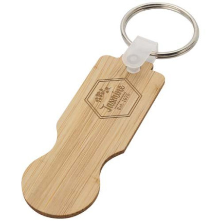 Portachiavi in bambù con gettone per carrello della spesa Ronan