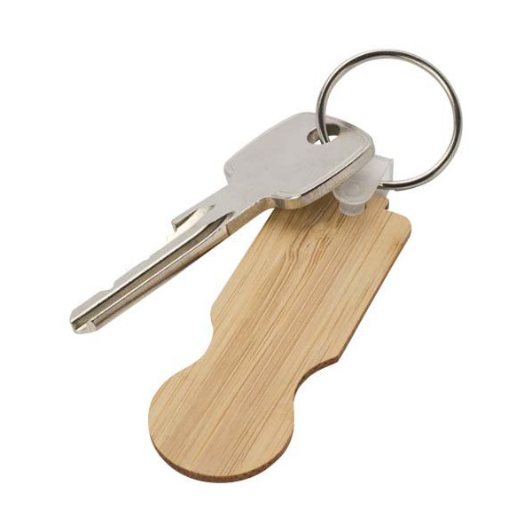 Portachiavi in bambù con gettone per carrello...