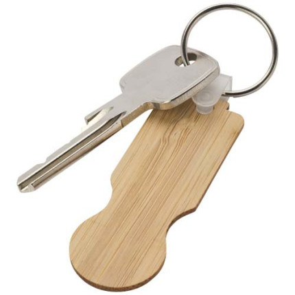 Portachiavi in bambù con gettone per carrello della spesa Ronan
