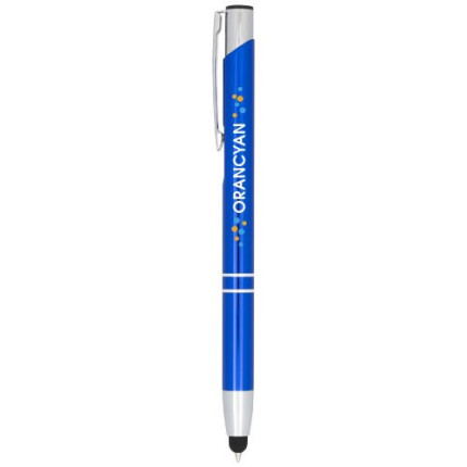 Penna a sfera metallica con stylus Moneta-inchiostro blu