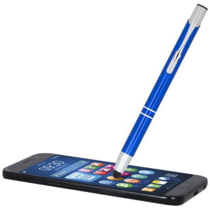 Penna a sfera metallica con stylus Moneta-inchiostro blu