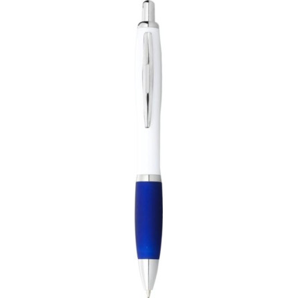 Penna a sfera con fusto bianco e impugnatura colorata Nash-inchiostro blu